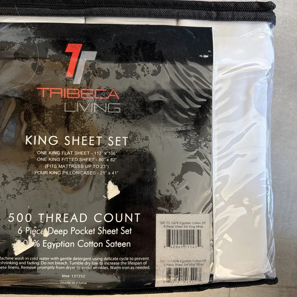 Tribeca Living King Sheet Set 500 Thread Count White